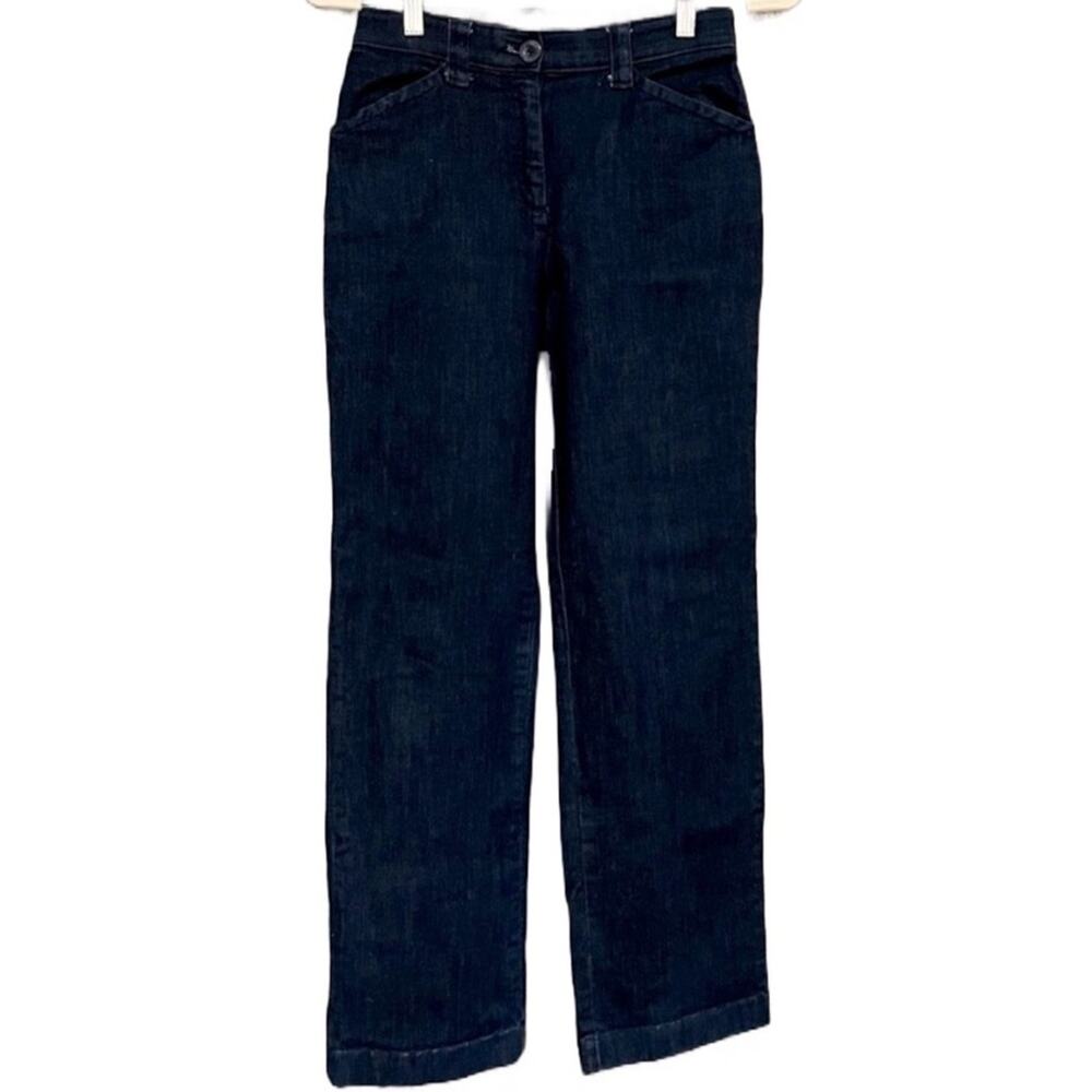 LL Bean Easy Stretch Jeans Straight Leg Dark Denim Size 6
